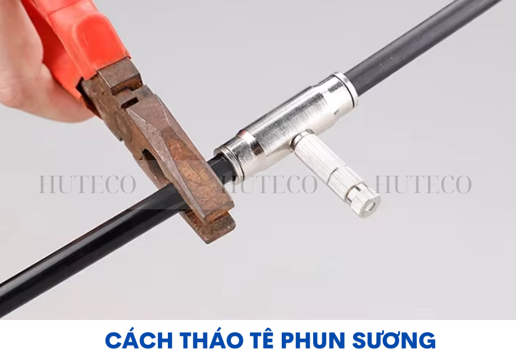 Tê Inox đầu nối nhanh phun sương 5 Tháo ống Cao áp Ra khỏi Tê Inox Nối Nhanh Phun Sương