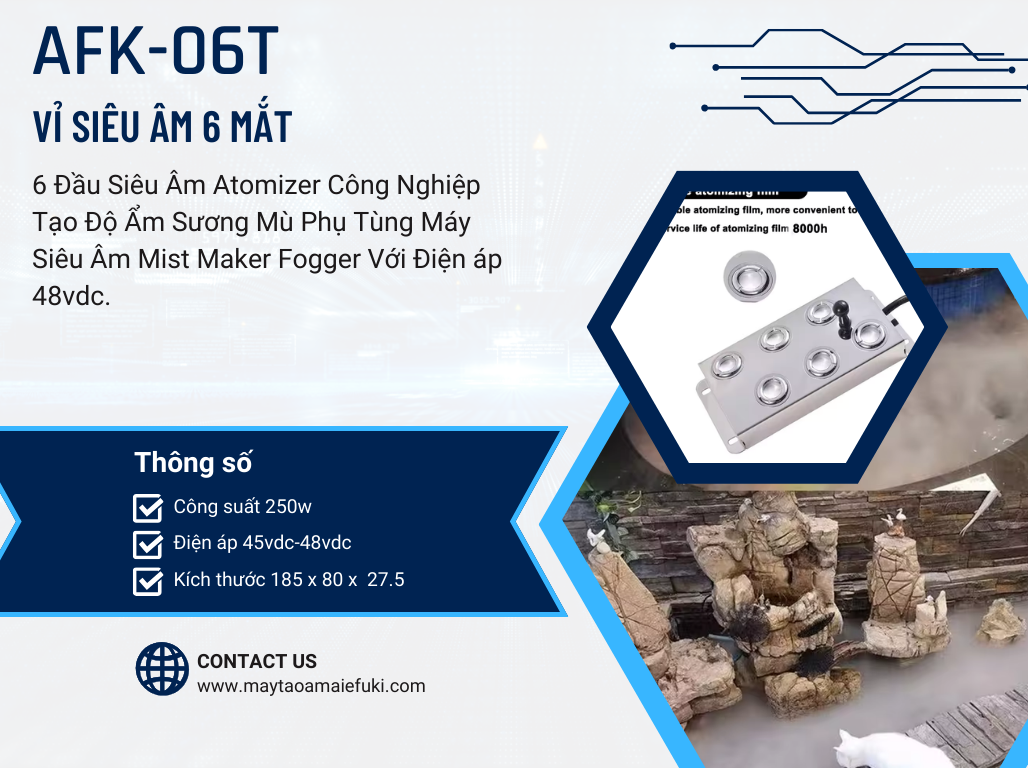 Vỉ phun sương 6 mắt AFK-06T 250w 4 1